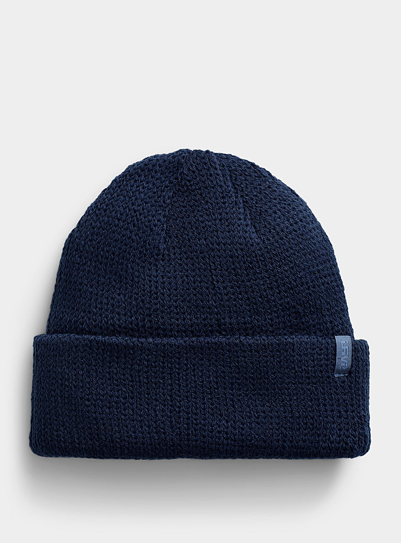 I.FIV5 Dark Blue Tightly knit cropped tuque for men
