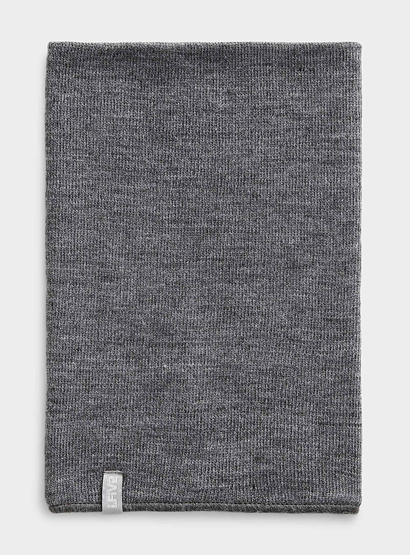 I.FIV5 Dark Grey Monochrome knit tube scarf for men