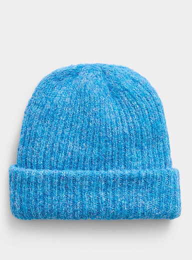 I.FIV5: La tuque c&ocirc;tel&eacute;e duveteuse touche de laine Bleu pour femme