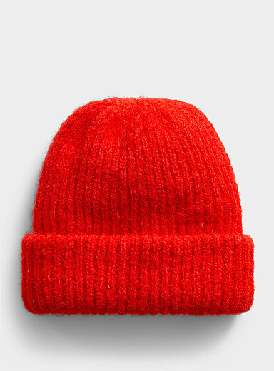 I.FIV5 Red Fluffy wool-blend ribbed tuque for women