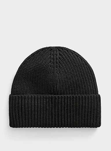I.FIV5 Black Ribbed cuffed tuque for men
