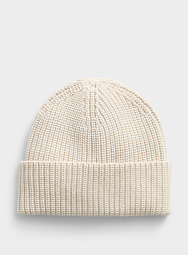 I.FIV5 Off White Ribbed cuffed tuque for men