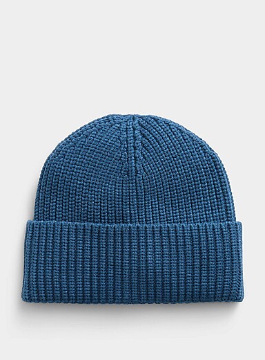 I.FIV5 Blue Ribbed cuffed tuque for men