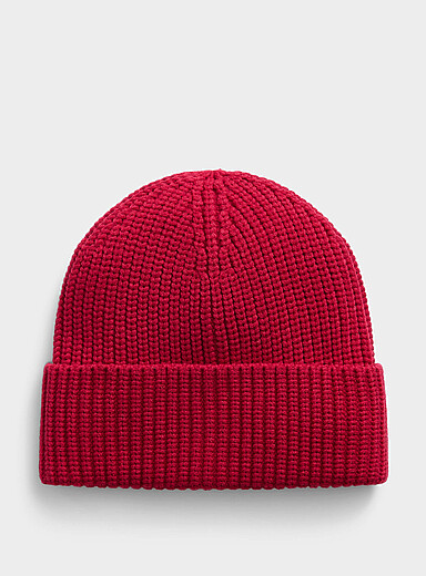 I.FIV5 Red Ribbed cuffed tuque for men