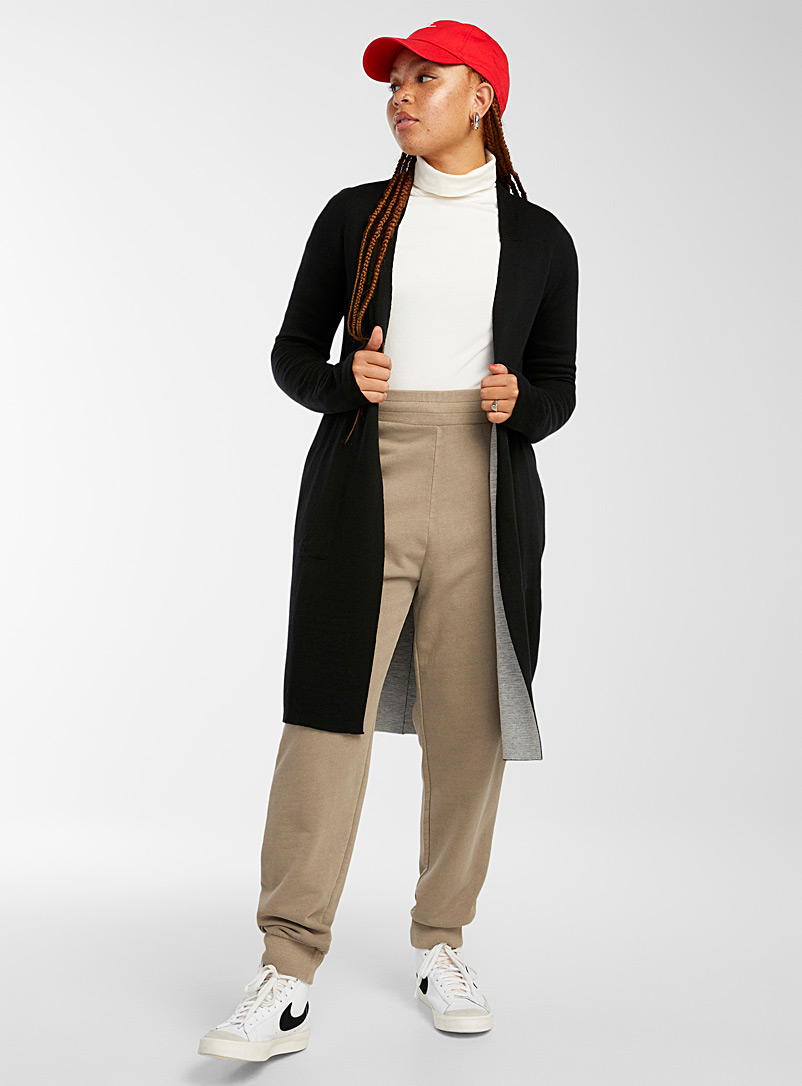 Twik Black Long double-faced cardigan for women