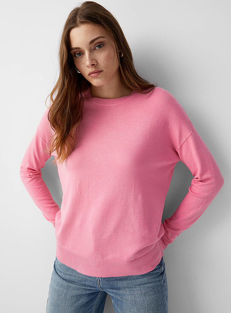 Twik Peach Silky knit crew-neck sweater for women