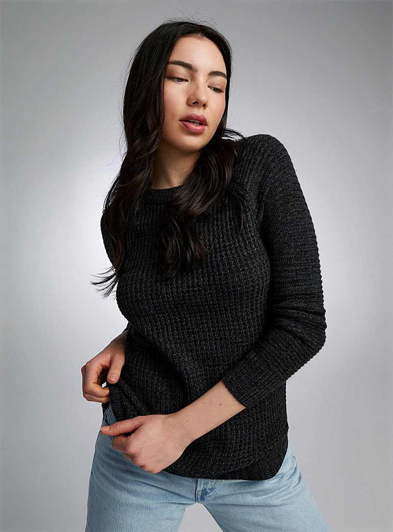 Twik: Le pull tricot texture mixte Oxford pour femme