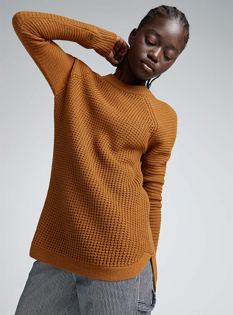 Twik Brown Ribbed knit sweater for women