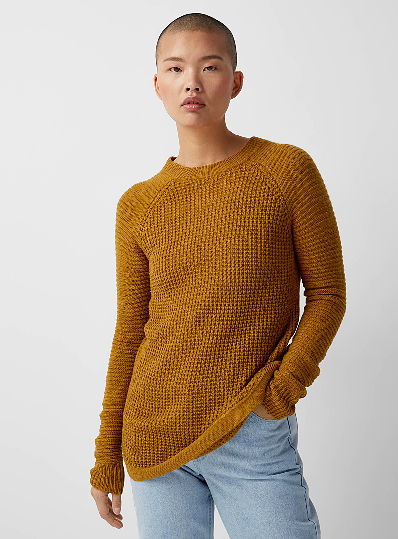 Twik Dark Brown Ribbed knit sweater for women