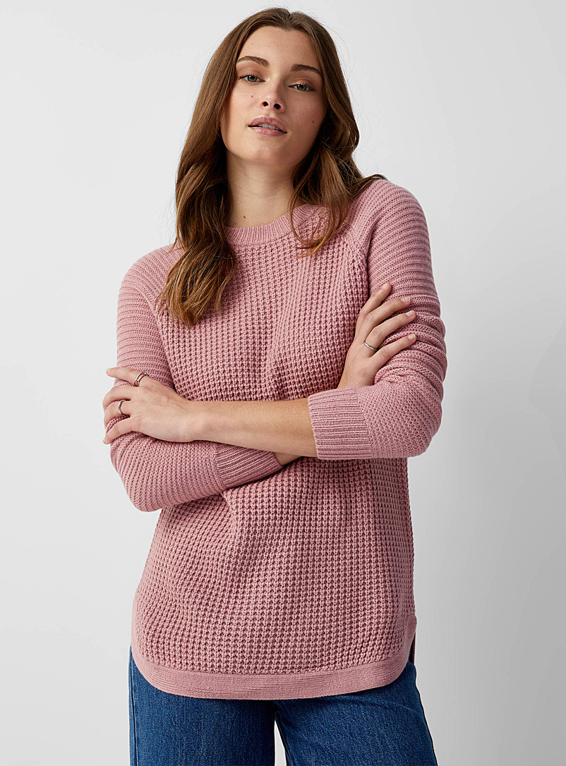 Twik Dusky Pink Ribbed knit sweater for women