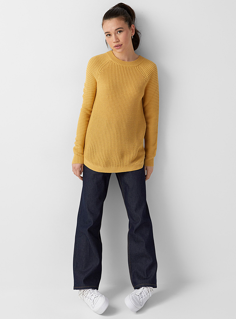 Twik Light Yellow Ribbed knit sweater for women