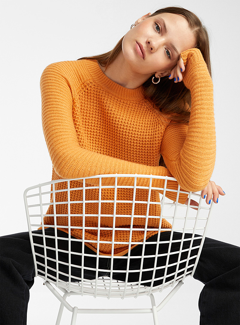 Twik: Le pull tricot texture mixte Tangerine pour femme