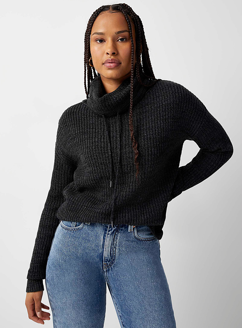 Twik Oxford Ribbed loose tunnel-collar sweater for women