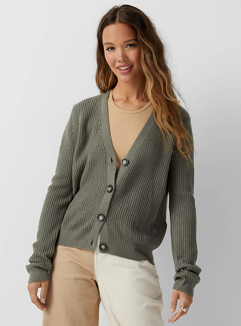Twik Assorted Ribbed knit and buttons cardigan for women