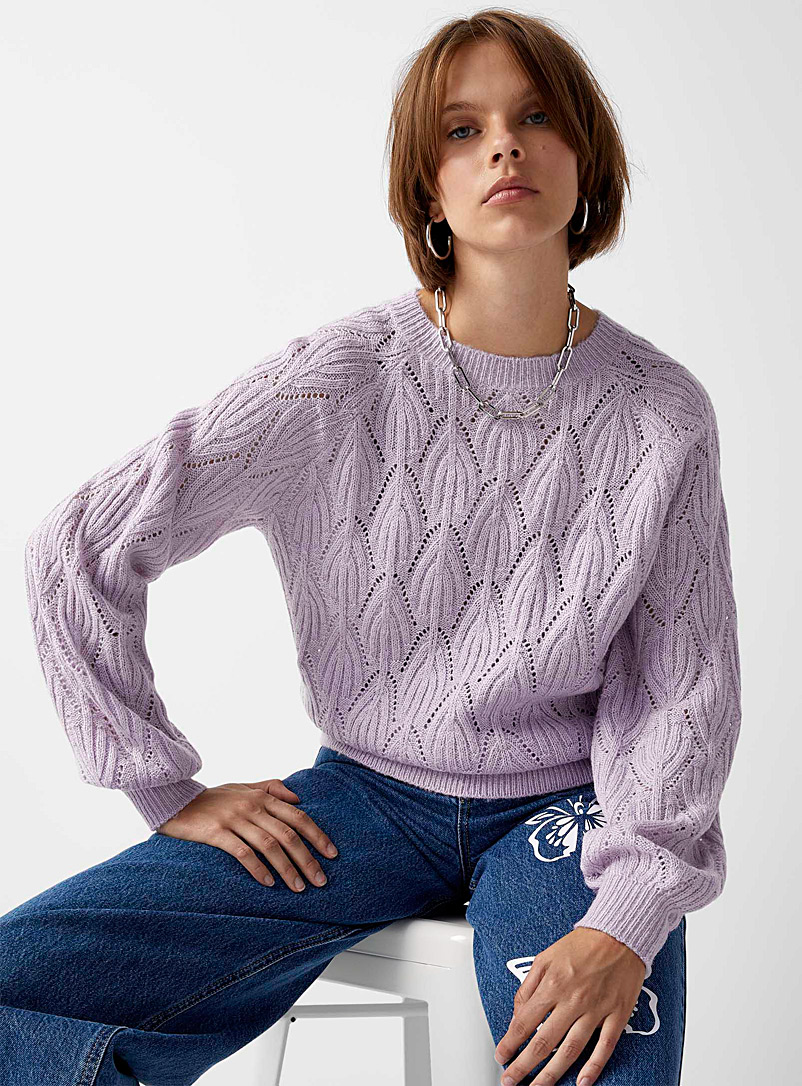 Twik Lilacs Arched pointelle-knit sweater for women