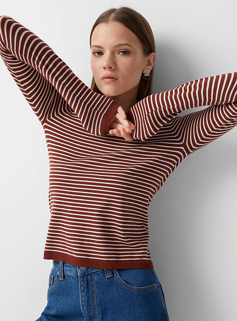 Twik Copper Fine knit thin stripe sweater for women