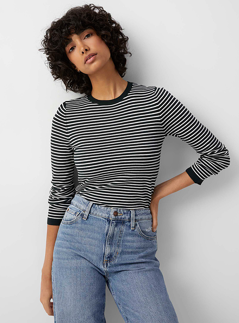 Twik Assorted  Fine knit thin stripe sweater for women