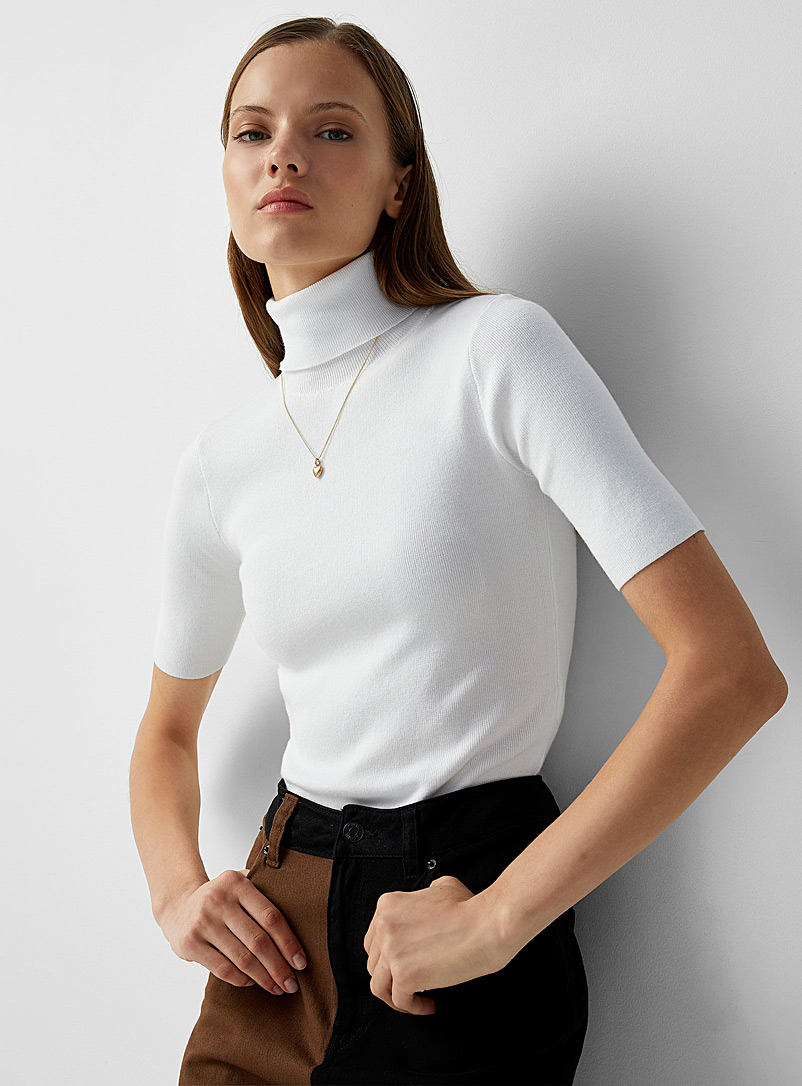Twik White Turtleneck with elbow-length sleeves for women