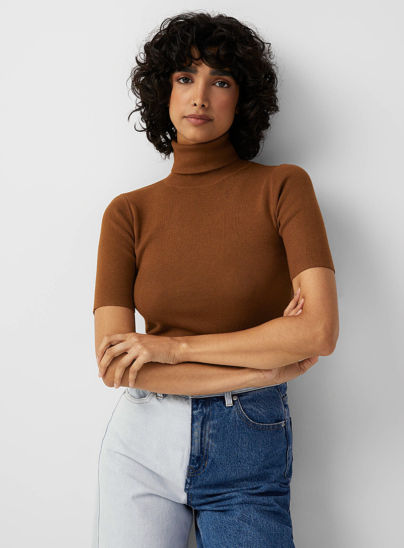 Twik Brown Turtleneck with elbow-length sleeves for women