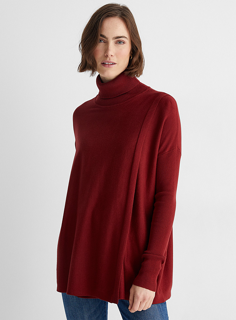 Contemporaine Ruby Red Crossover turtleneck tunic for women