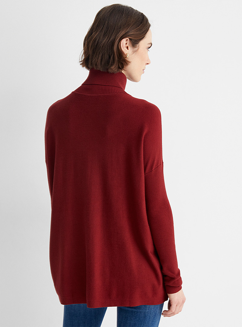 Contemporaine Ruby Red Crossover turtleneck tunic for women