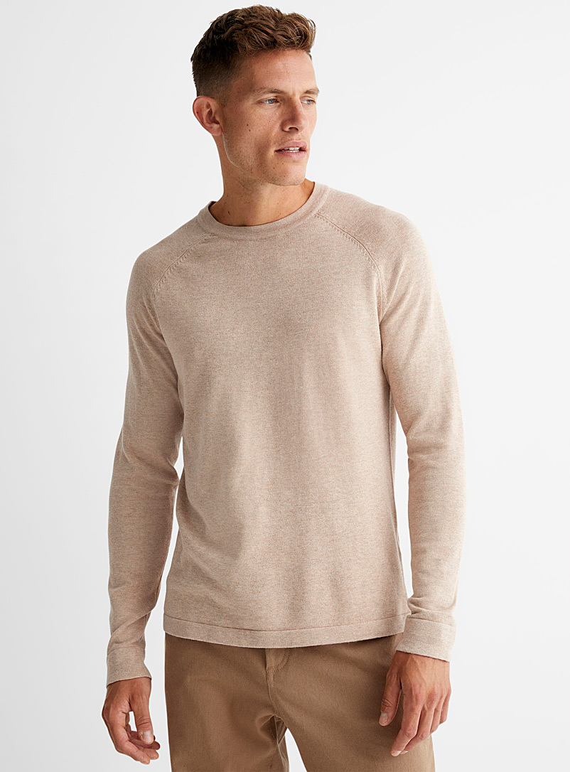 Le 31 Ecru/Linen Colour raglan-sleeve sweater for men