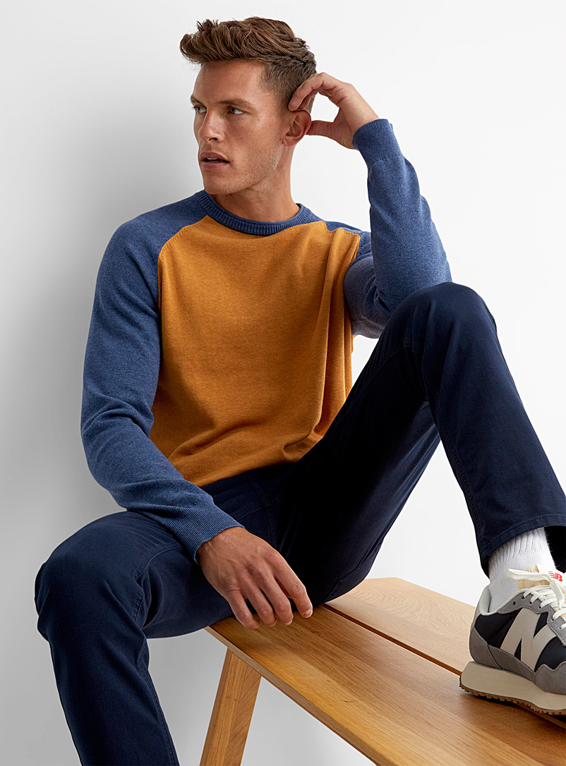 Colourblock raglan sweater, Le 31, Shop Men's Crew Neck Sweaters Online