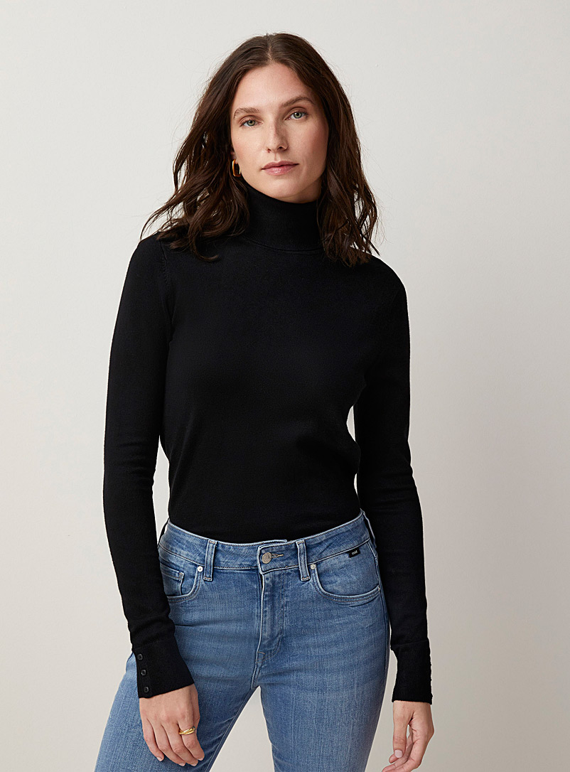 J. Jill Viscose Wool Knit Cardigan Sweater Single Button In Black