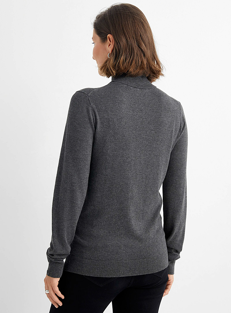 Contemporaine Black Fine knit button-cuff turtleneck for women