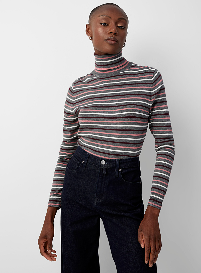Striped fine knit turtleneck | Contemporaine | Shop Women\'s Turtlenecks and  Mock Necks | Simons