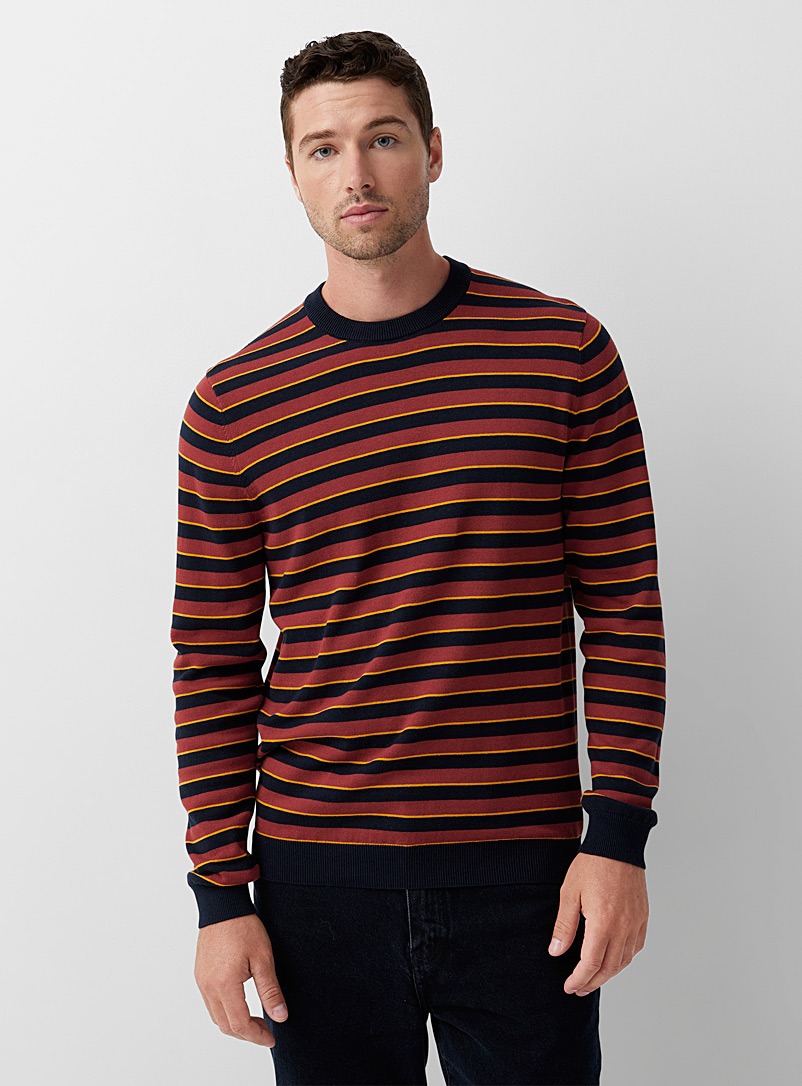 Le 31 Black Recycled cotton mixed-stripe sweater for men