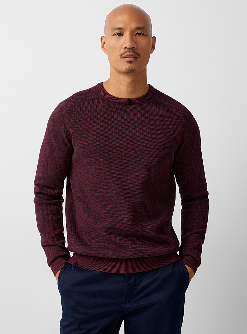 Le 31 Patterned Brown Piqué jacquard sweater for men