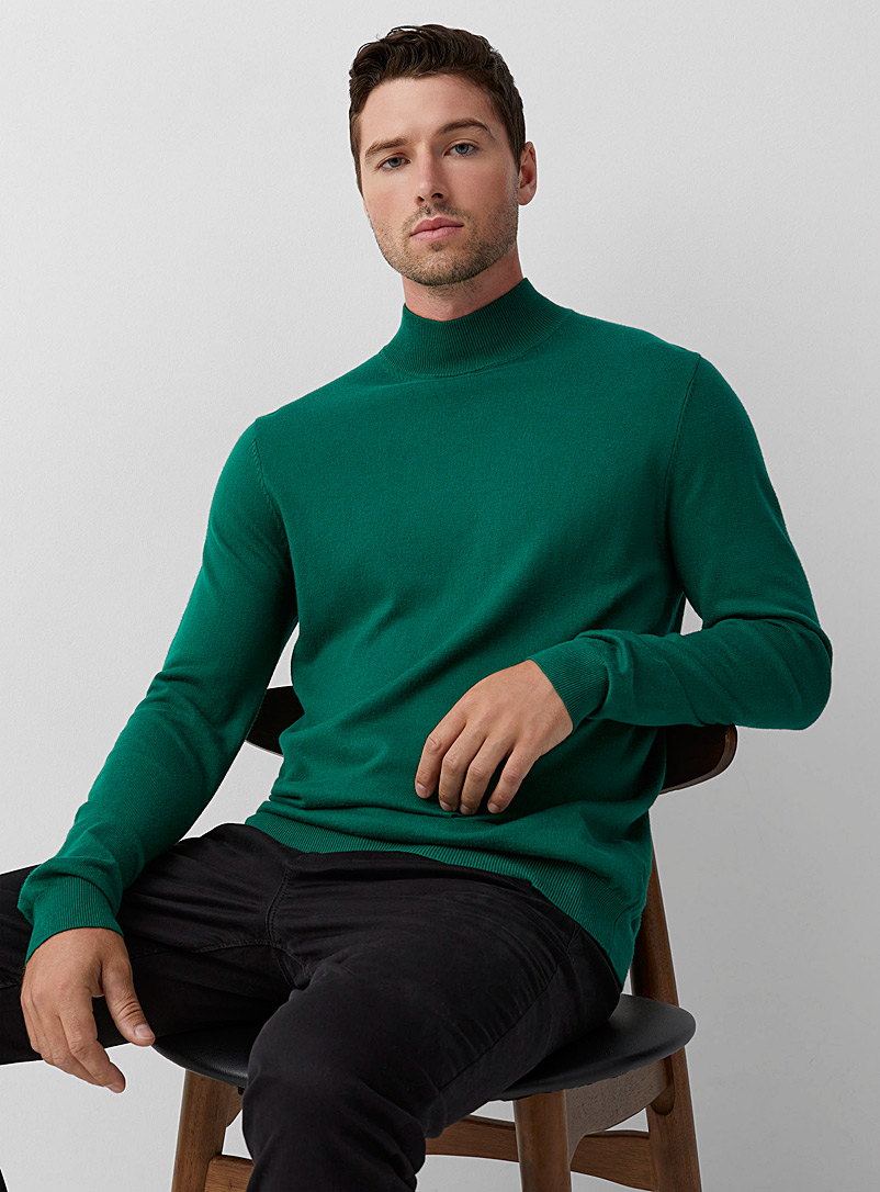 Le 31 Green TENCEL* modal mock-neck minimalist sweater for men