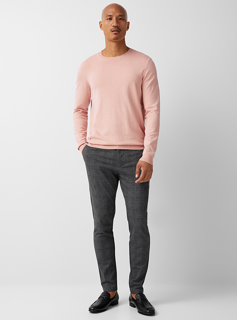 Le 31 Pink Minimalist crew-neck sweater for men