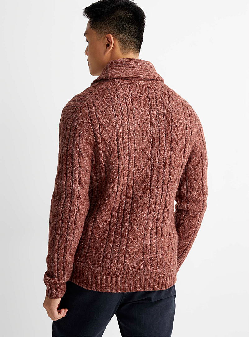 Le 31: Le cardigan col châle tricot tweed Brun foncé pour homme