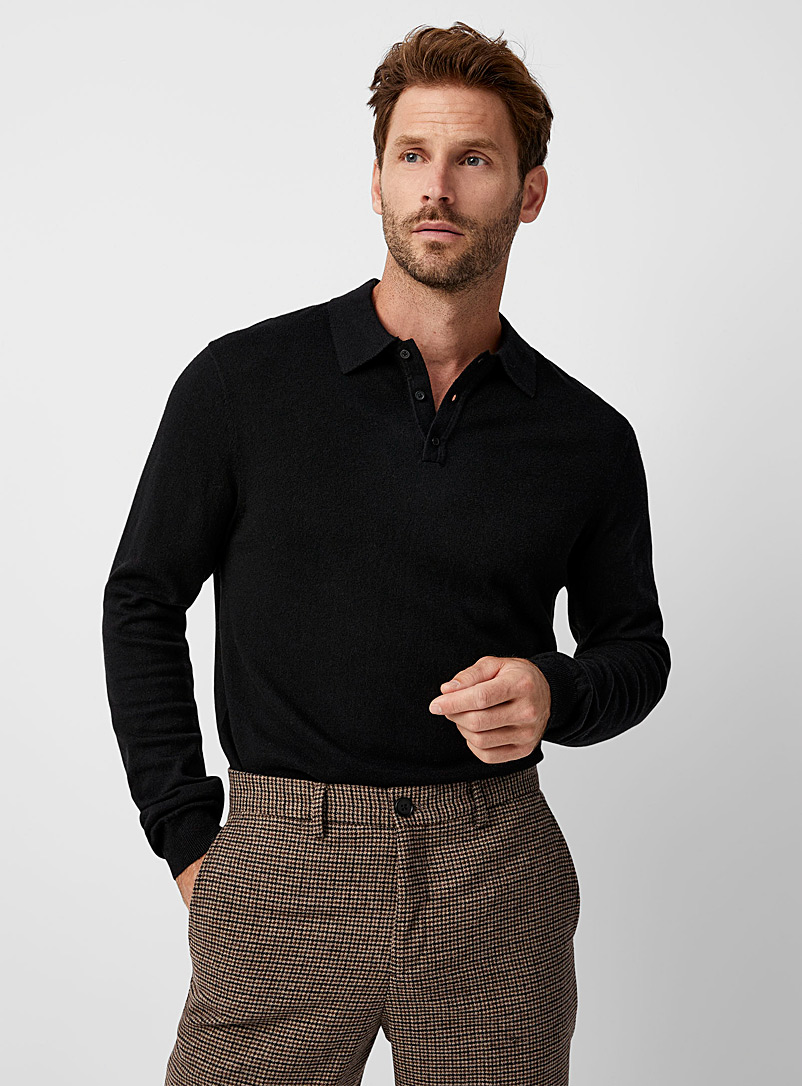 Le 31 Black Modal touch polo sweater for men