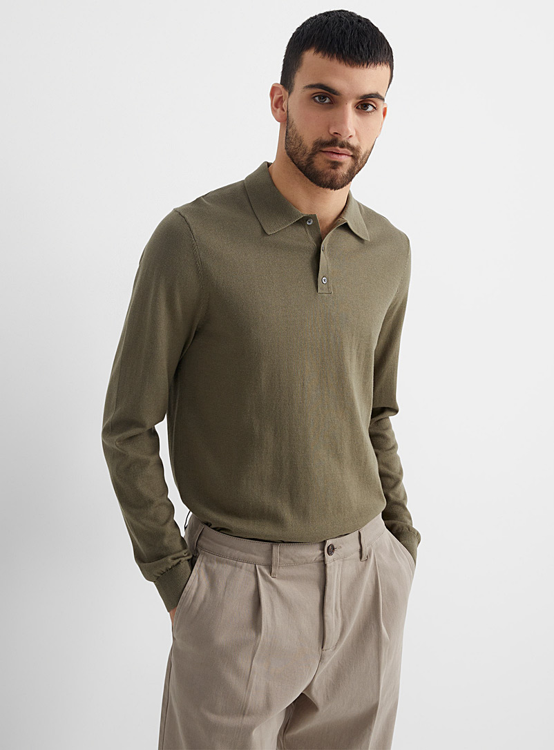 Le 31 Lime Green Modal touch polo sweater for men