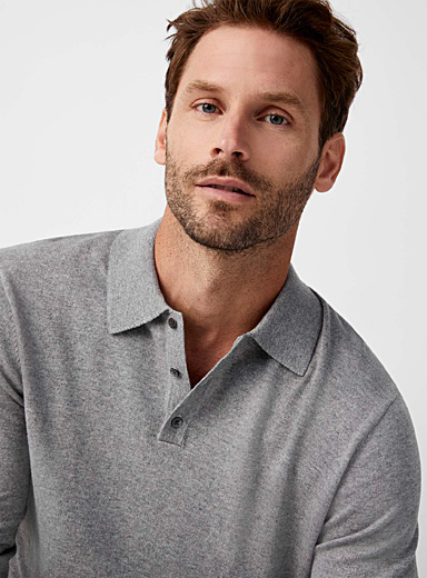 Le 31 Grey Modal touch polo sweater for men