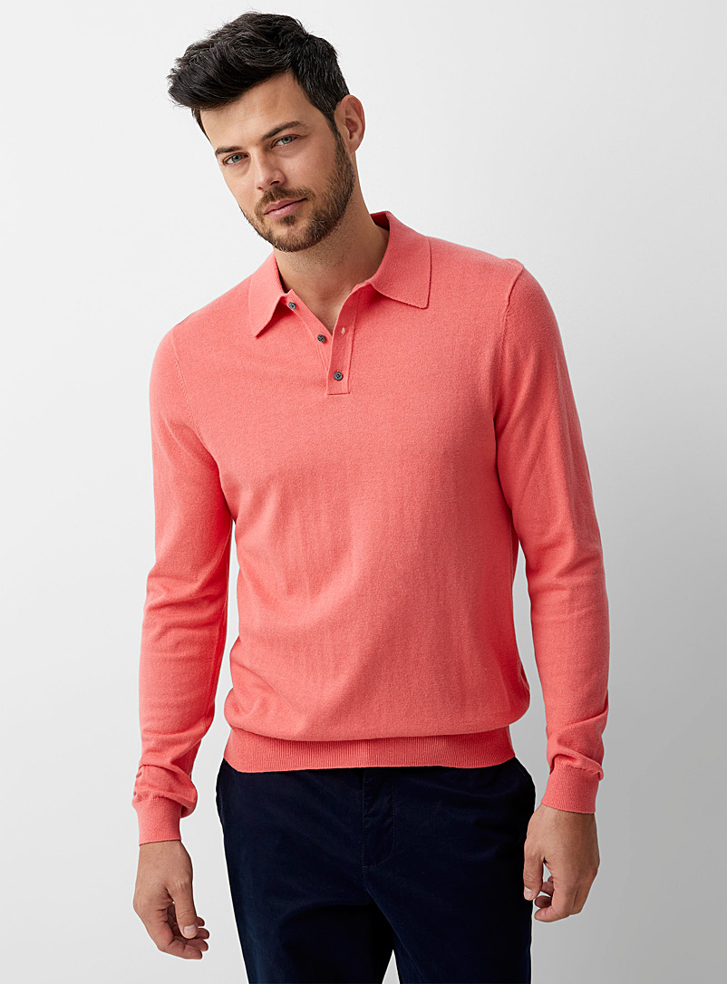 Le 31 Pink Modal touch polo sweater for men