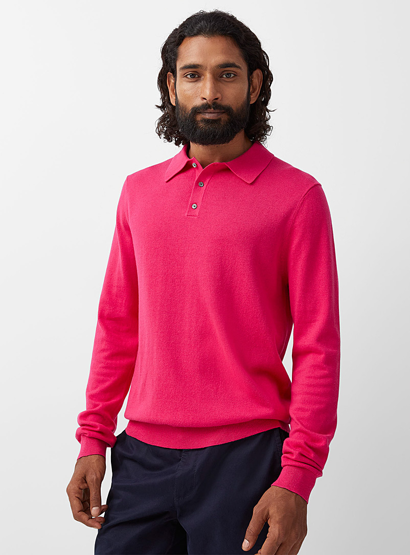Le 31 Medium Pink Modal touch polo sweater for men