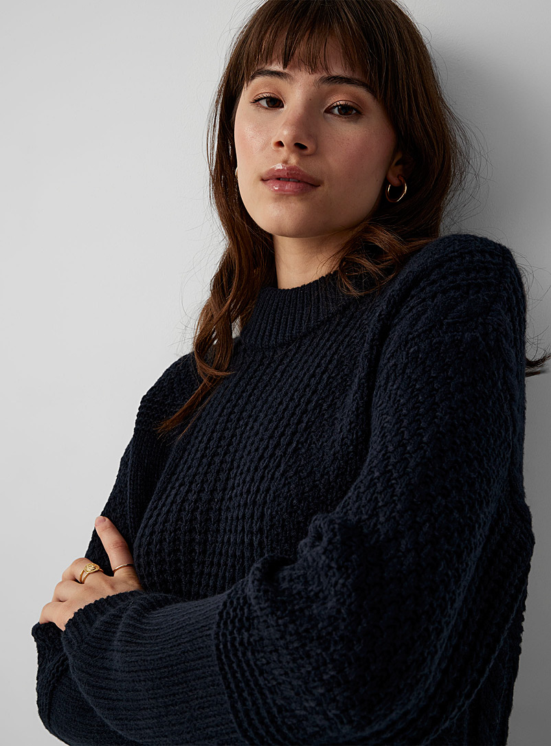 Twik Marine Blue Mixed knit sweater for women