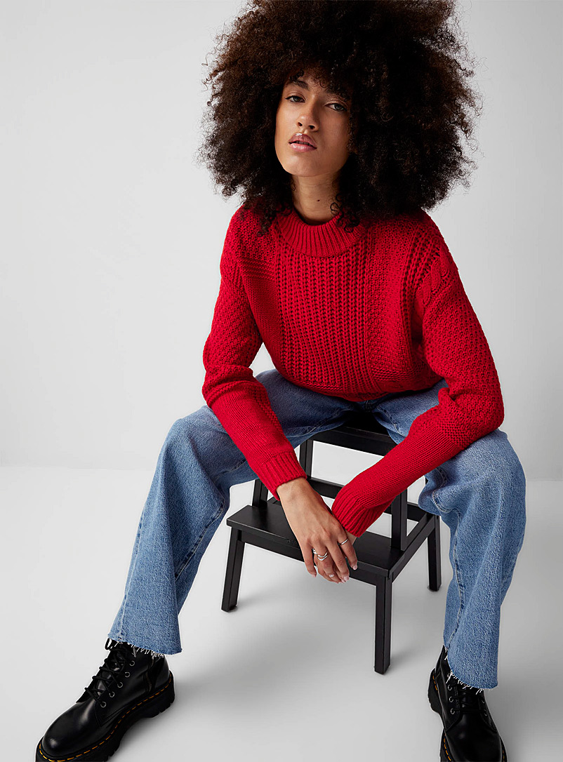 Twik: Le pull tricot mixte Rouge pour femme