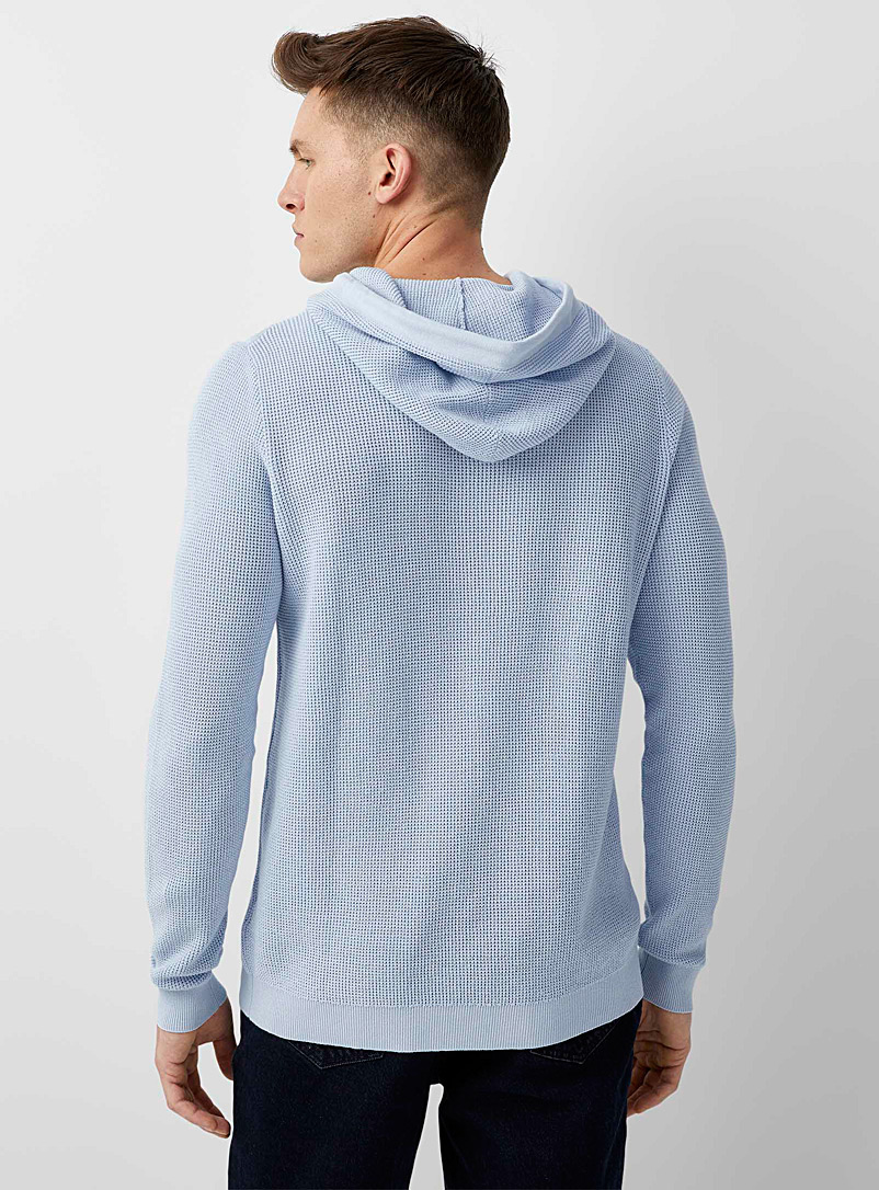 Le 31 Baby Blue Waffle hooded sweater for men