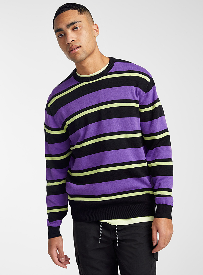 Djab Patterned Black Alternating stripe sweater for men