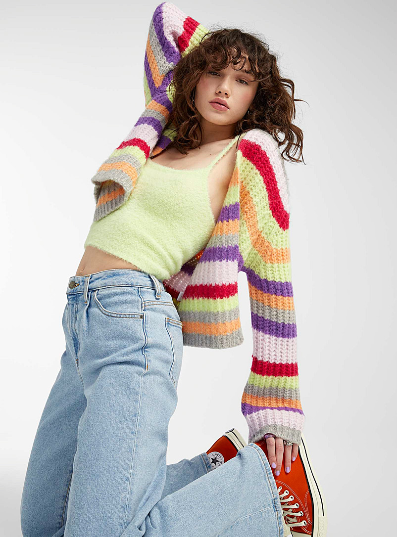 Twik Assorted Colourful stripes cardigan for women