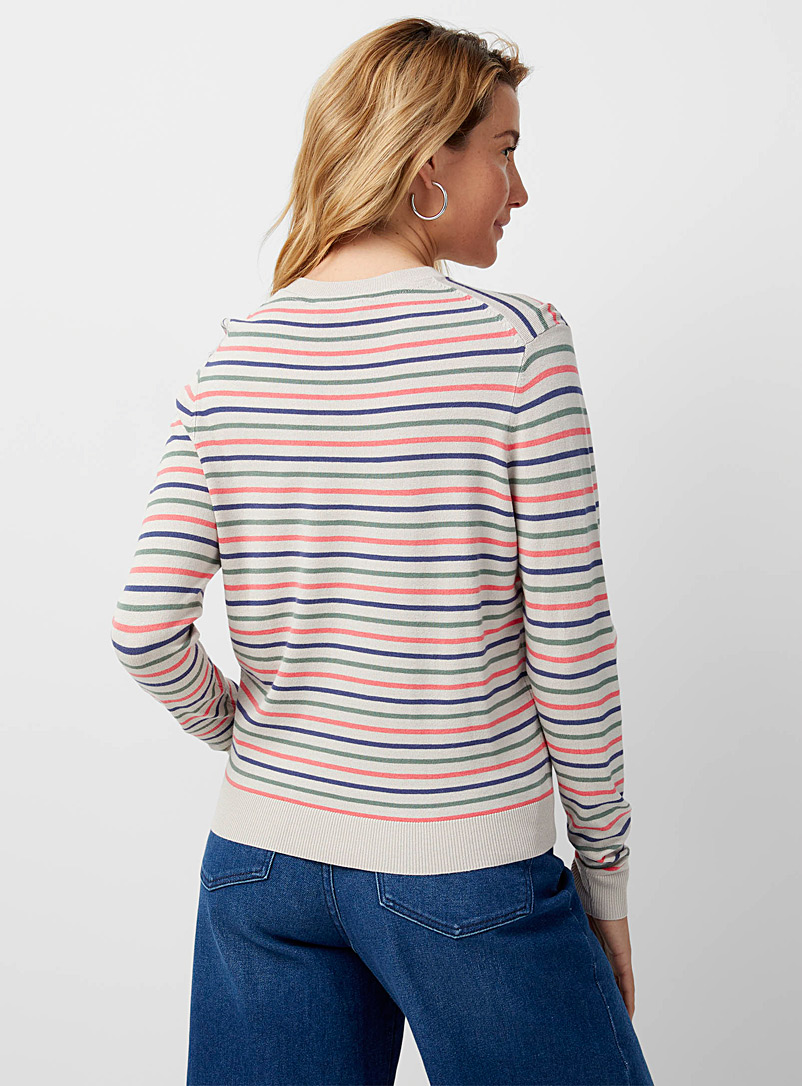 Contemporaine Light Grey Light knit striped sweater for women