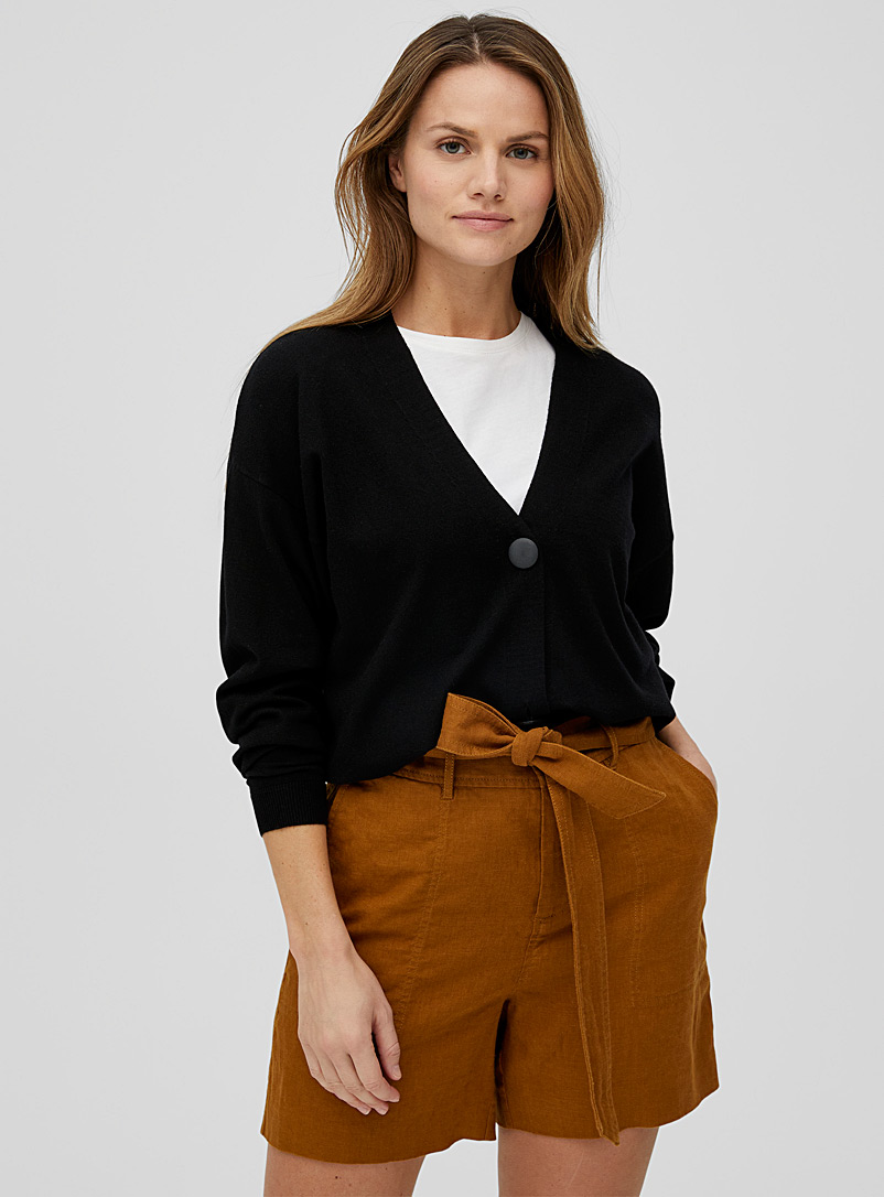 Contemporaine Black Pearly buttons V-neck cardigan for women