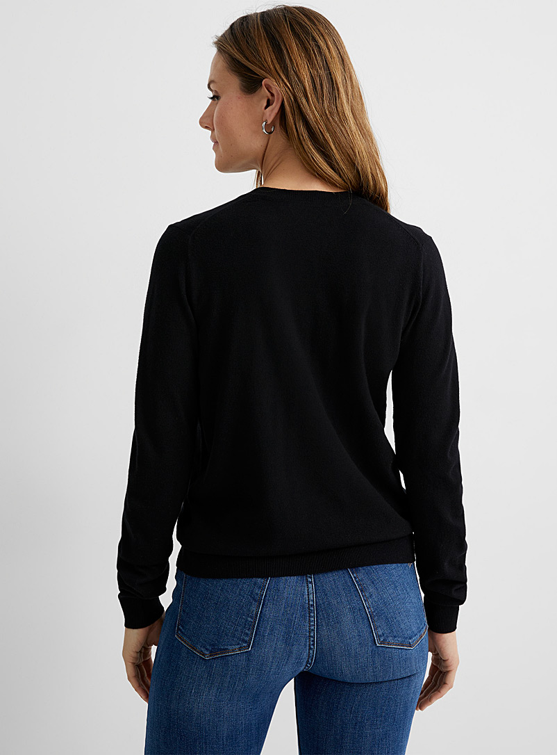 Contemporaine: Le pull col boutonné fin tricot Rose moyen pour femme