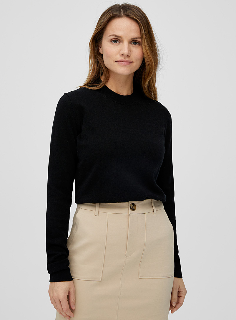 Contemporaine Black Recycled cotton crew-neck sweater for women