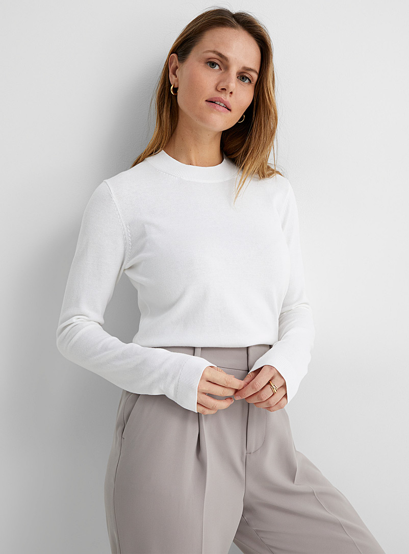 Contemporaine White Recycled cotton crew-neck sweater for women